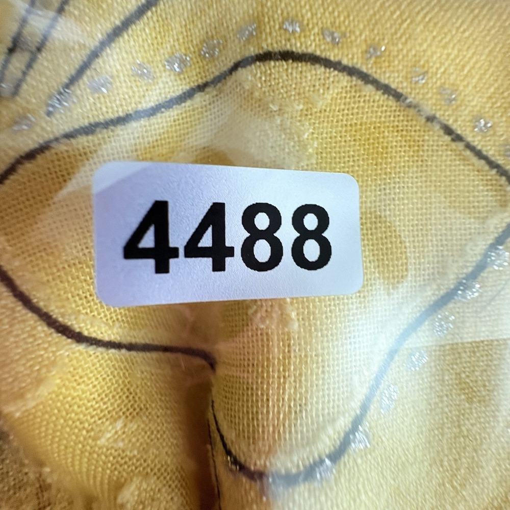 Alfred Dunner Blouse Women 14 Yellow Butterfly Button Up Silver Sparkle Coastal - Picture 12 of 12